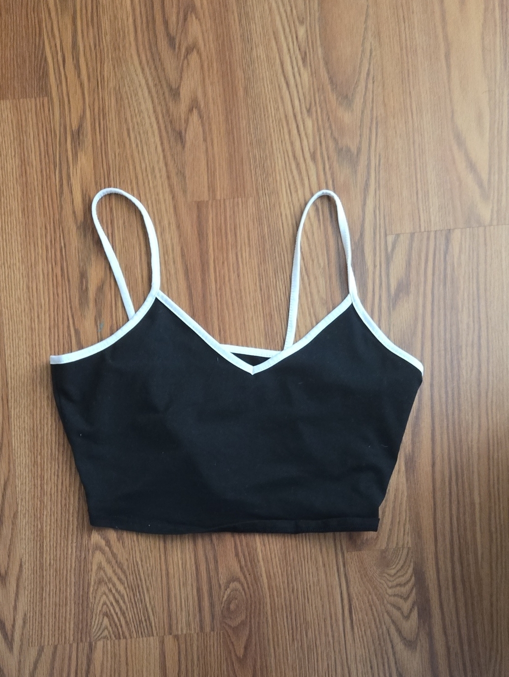 Black Contrast Trim Bralette Crop Top - Women Intimates
